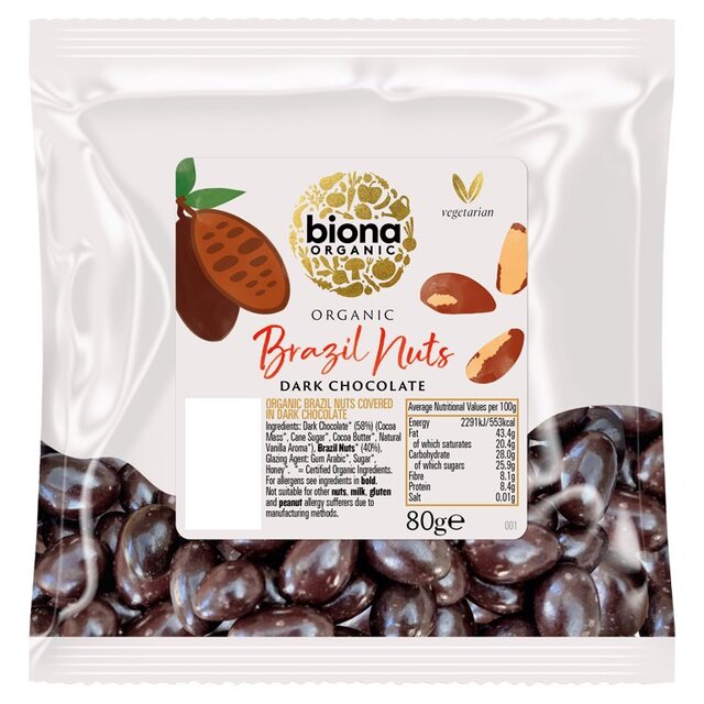 Biona Chocolate Negro Ecológico con Nueces de Brasil 80g 