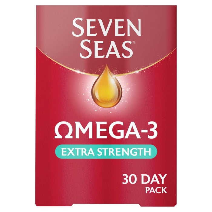 Sieben Meere Omega-3-Fischöl Extra Festigkeit mit Vitamin D 30 Kapseln 30 pro Pack