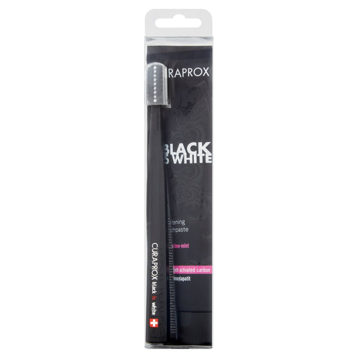 Curaprox Black est dentifrice blanc avec 5460 pinceau 90 ml