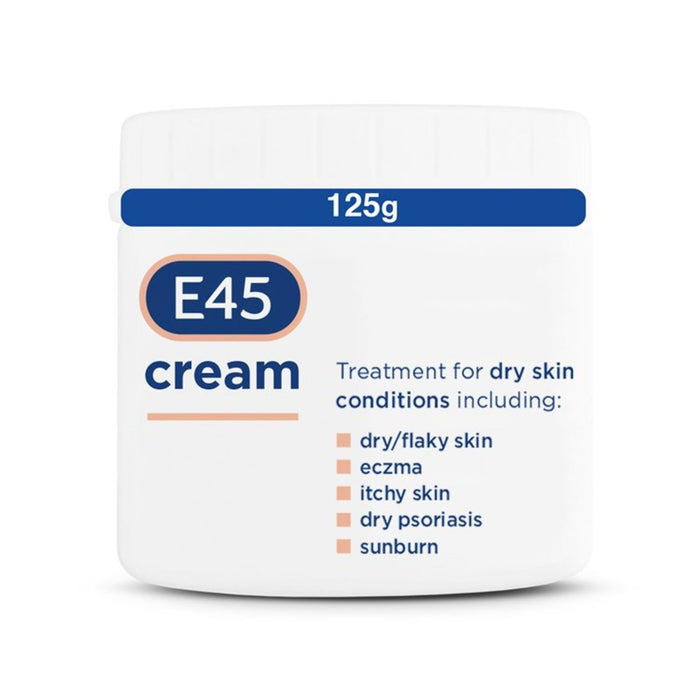 E45 crema hidratante, cuerpo, cara y crema para la cara para piel muy seca 125 g