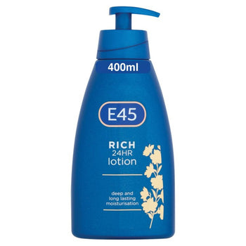 E45 Rich 24H Feuchtigkeitscreme Lotion für trockene Hautpumpe 400 ml