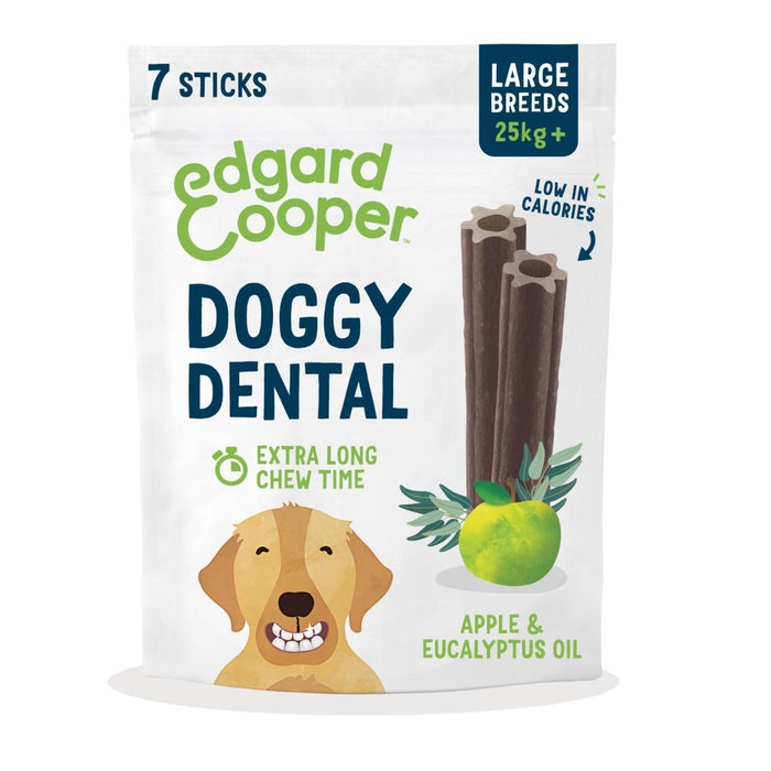 Edgard & Cooper Apple & Eucalyptus grandes palos dentales para perros 7 por paquete