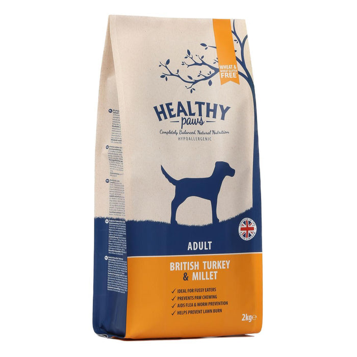 Patillas saludables British Turkey & Millet Food para perros para adultos 2 kg