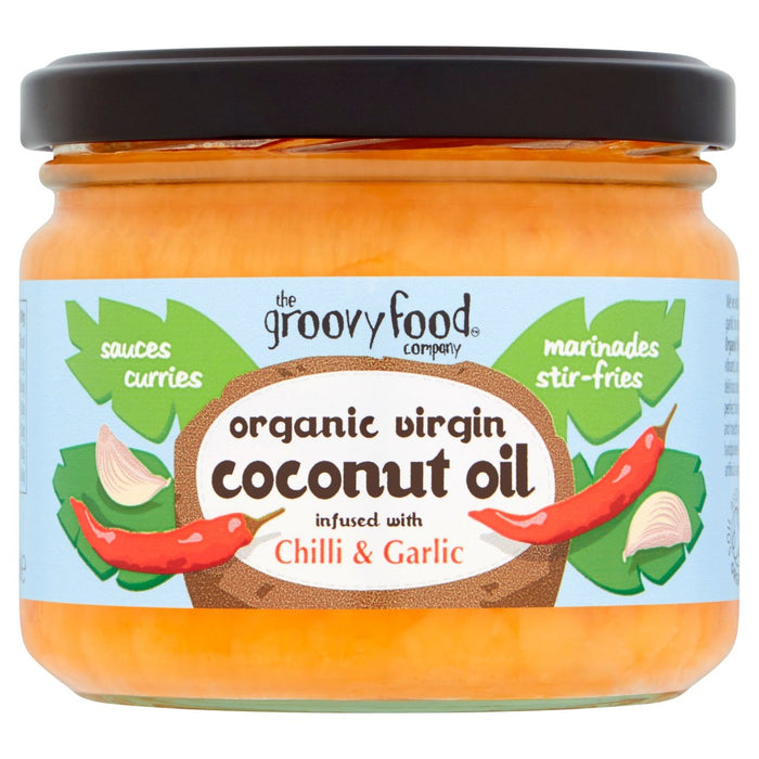 Groovy Food Company Organic Vierge Coconut Huile infusée de piment et d'ail 283 ml
