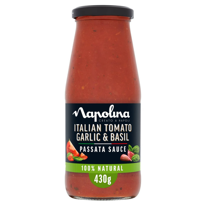 Napolina Italienische Tomaten -Knoblauch- und Basilikum -Passata -Sauce 430G