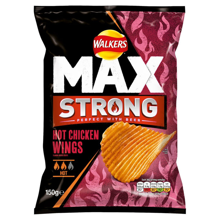 Walkers Max Strong Hot Poulet Wings partageant les chips 150g