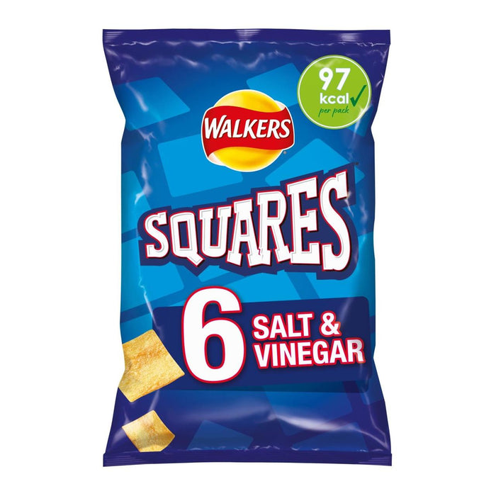 Walkers Squares Salt y bocadillos de vinagre 6 por paquete