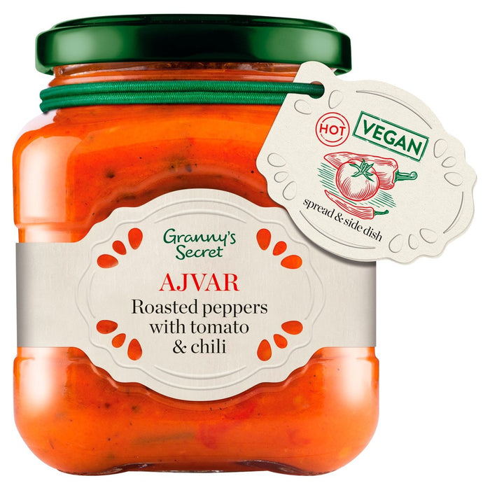 Granny's Secret Ajvar Hot Rolated Pepper avec tomate et épices 200g